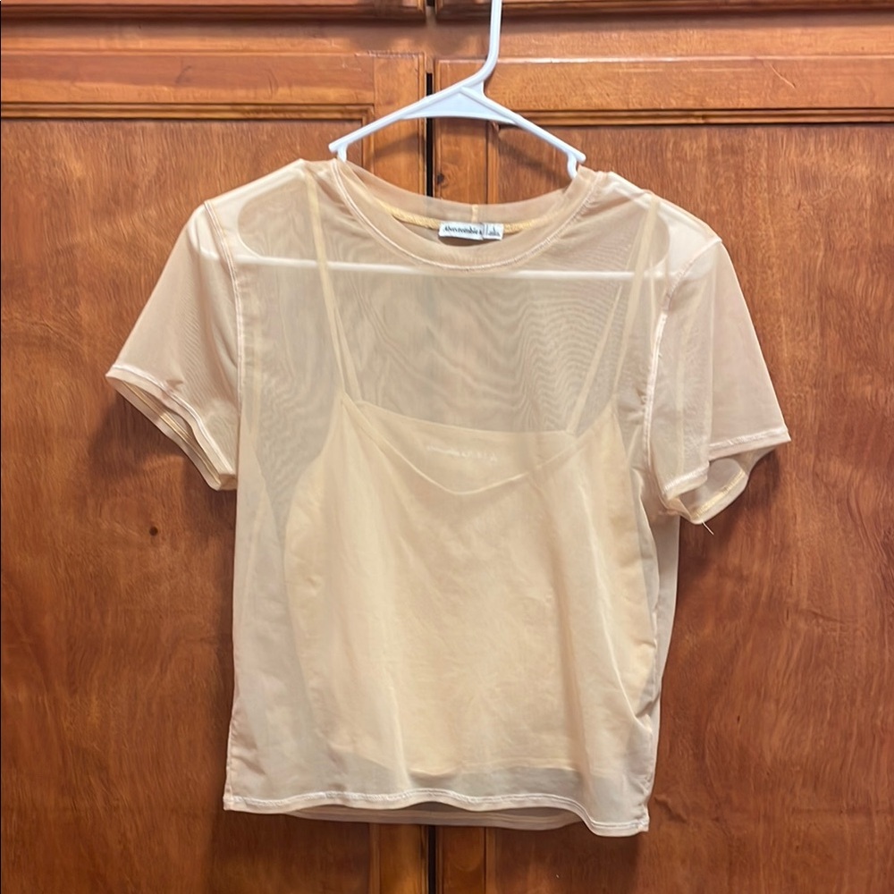 Abercrombie & Fitch Sheer Cream Blouse